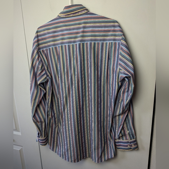 BILL & BLASS Men Casual Button Down Shirt Size Large 100% Coton Colorful - Picture 8 of 10